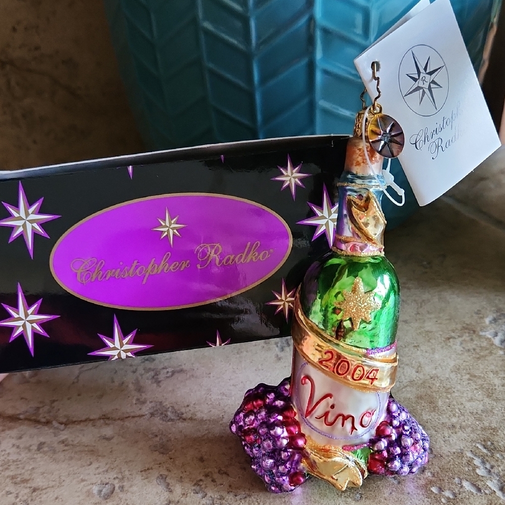 Christopher Radko 2004 Vino Ornament - Green and Gold